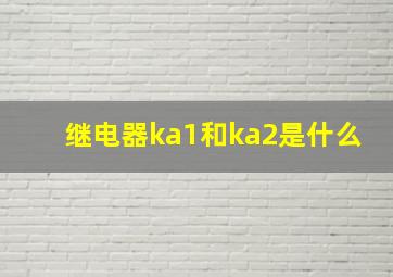 继电器ka1和ka2是什么