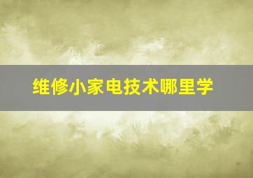 维修小家电技术哪里学