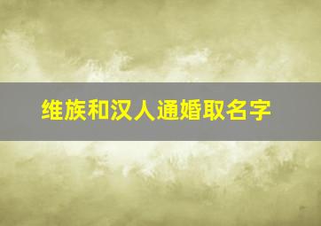 维族和汉人通婚取名字