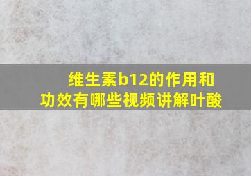 维生素b12的作用和功效有哪些视频讲解叶酸