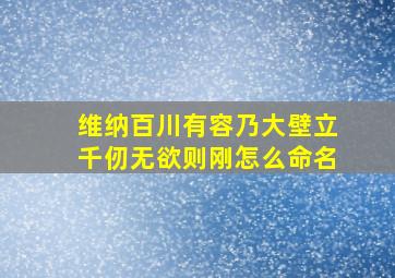 维纳百川有容乃大壁立千仞无欲则刚怎么命名