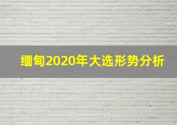 缅甸2020年大选形势分析