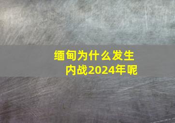 缅甸为什么发生内战2024年呢