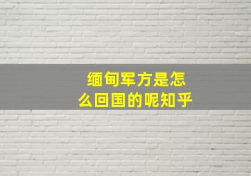 缅甸军方是怎么回国的呢知乎