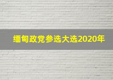 缅甸政党参选大选2020年