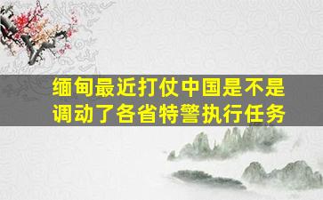 缅甸最近打仗中国是不是调动了各省特警执行任务