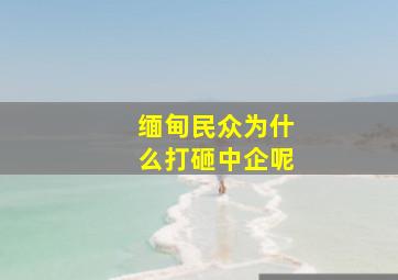 缅甸民众为什么打砸中企呢