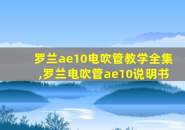 罗兰ae10电吹管教学全集,罗兰电吹管ae10说明书