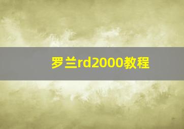 罗兰rd2000教程