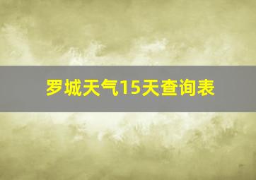 罗城天气15天查询表