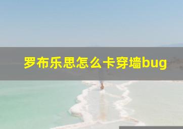 罗布乐思怎么卡穿墙bug