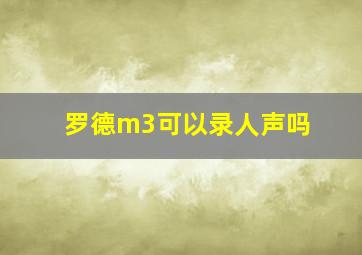 罗德m3可以录人声吗