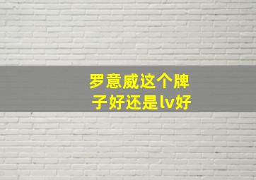 罗意威这个牌子好还是lv好