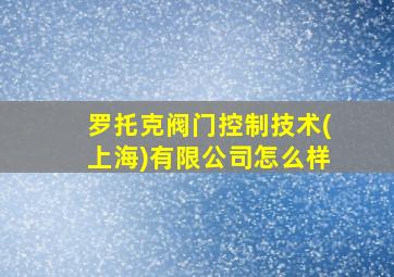 罗托克阀门控制技术(上海)有限公司怎么样