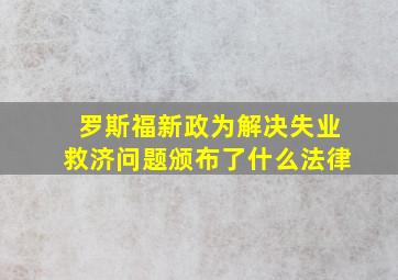 罗斯福新政为解决失业救济问题颁布了什么法律