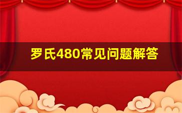 罗氏480常见问题解答