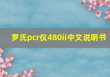 罗氏pcr仪480ii中文说明书