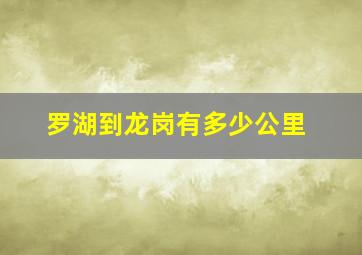 罗湖到龙岗有多少公里