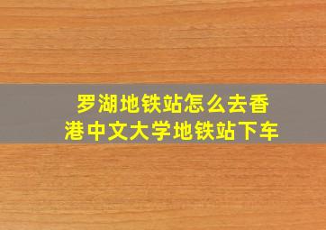 罗湖地铁站怎么去香港中文大学地铁站下车