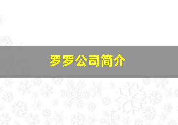 罗罗公司简介