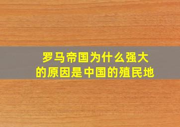 罗马帝国为什么强大的原因是中国的殖民地