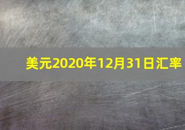 美元2020年12月31日汇率