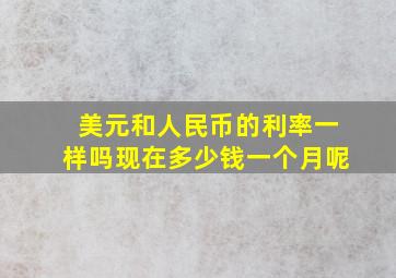 美元和人民币的利率一样吗现在多少钱一个月呢