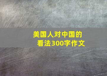 美国人对中国的看法300字作文