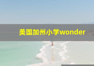 美国加州小学wonder