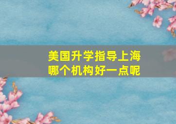 美国升学指导上海哪个机构好一点呢