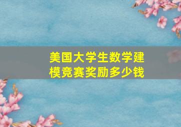 美国大学生数学建模竞赛奖励多少钱