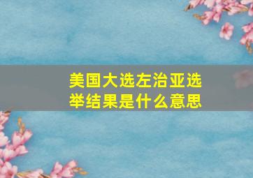 美国大选左治亚选举结果是什么意思