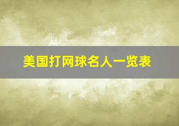 美国打网球名人一览表