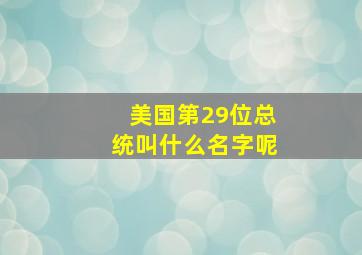 美国第29位总统叫什么名字呢