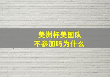 美洲杯美国队不参加吗为什么