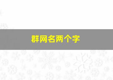 群网名两个字