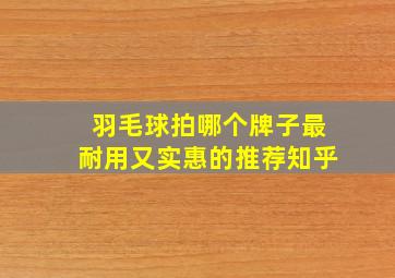 羽毛球拍哪个牌子最耐用又实惠的推荐知乎