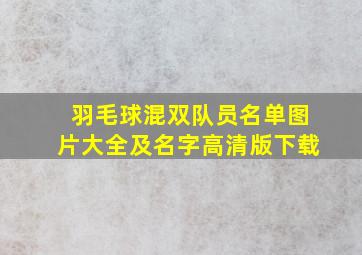 羽毛球混双队员名单图片大全及名字高清版下载