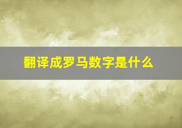 翻译成罗马数字是什么