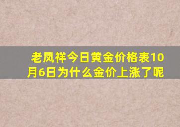 老凤祥今日黄金价格表10月6日为什么金价上涨了呢