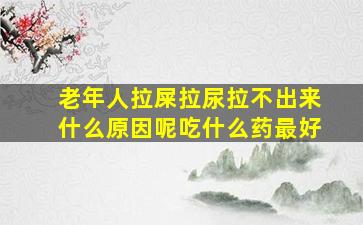 老年人拉屎拉尿拉不出来什么原因呢吃什么药最好