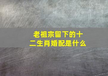 老祖宗留下的十二生肖婚配是什么