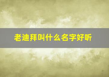 老迪拜叫什么名字好听