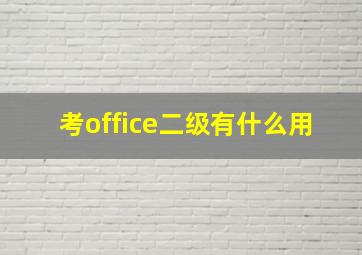 考office二级有什么用