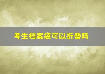 考生档案袋可以折叠吗