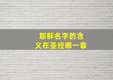 耶稣名字的含义在圣经哪一章