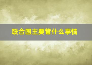 联合国主要管什么事情