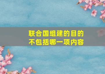 联合国组建的目的不包括哪一项内容