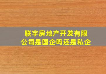 联宇房地产开发有限公司是国企吗还是私企