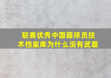 联赛优秀中国籍球员技术档案库为什么没有武磊